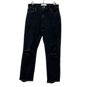 Abercrombie & Fitch Distressed Straight Jeans Women’s Size 27 Short Cropped‎